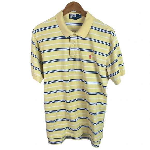 PO383 Mens Polo Ralph Lauren Designer Striped Polo Shirt XL - Picture 1 of 4